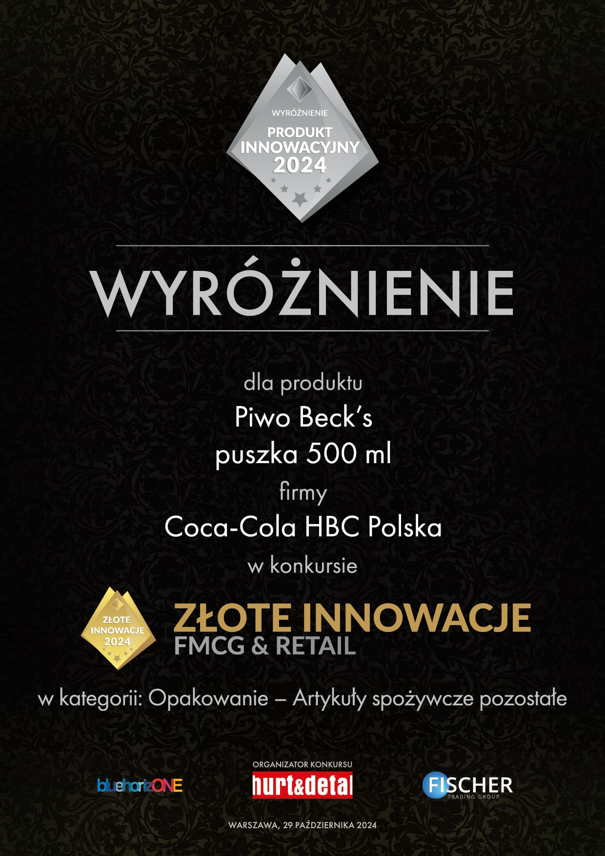 Dyplom Złote Innowacje 2024 - Becks-min
